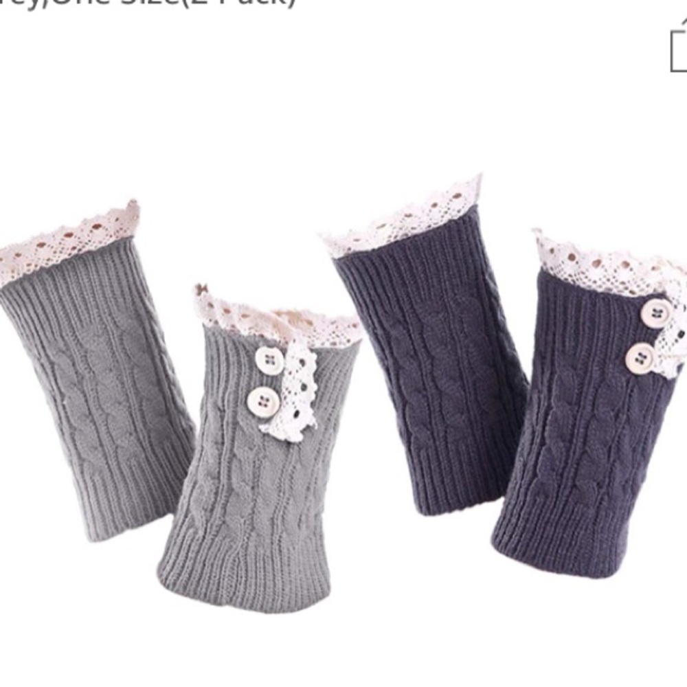 2 pairs lace boot cuffs - dark & light grey. New